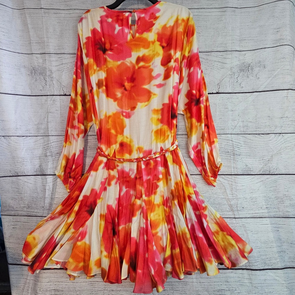 Alex Marie Size 14 Feminine Florals Riley Ruffle Hem Braided Belt Dress NWT 1080 - Picture 4 of 9